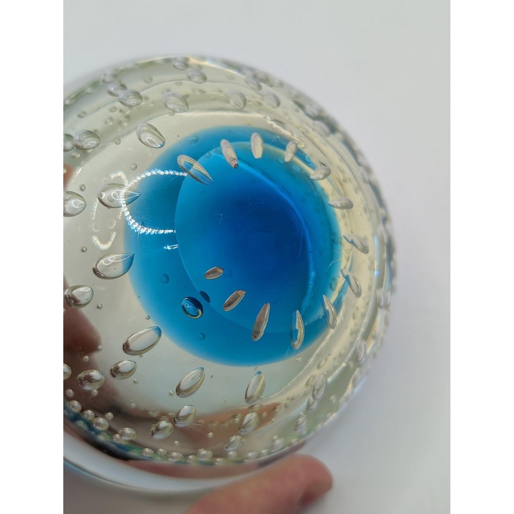 Vintage‎ Uranium Glass Ashtray Bullicante Controlled Bubble Green Glow Dish - Picture 5 of 10